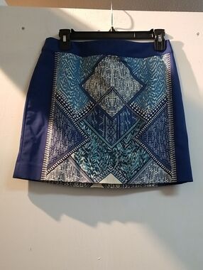 H&M Blue Geometric Print Mini Skirt
